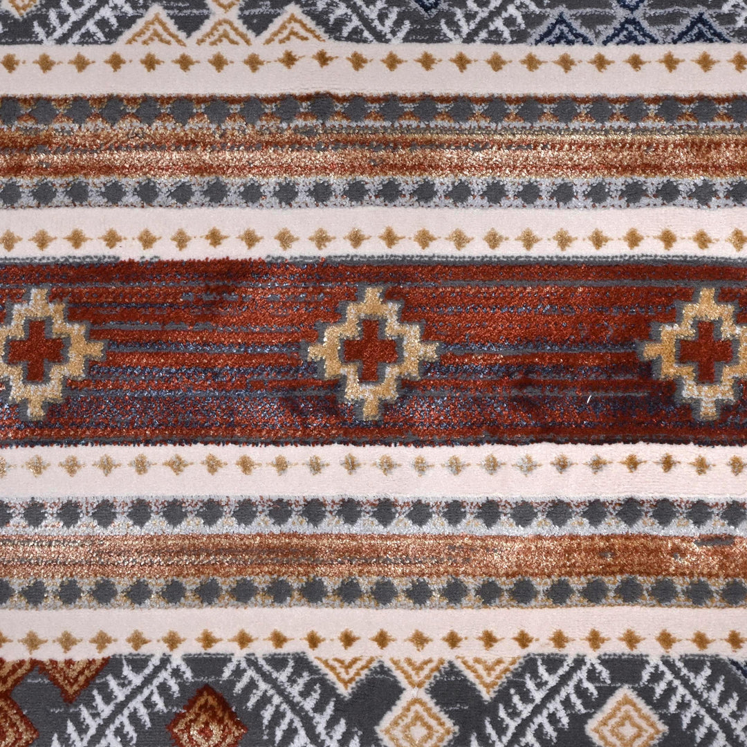 Multi Brown Strips Turkish Rug 5X8 ft