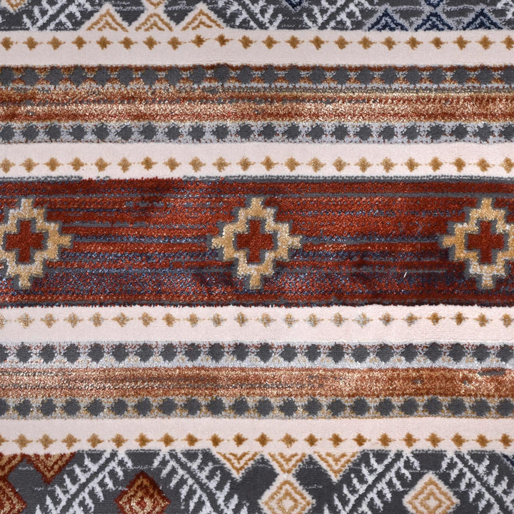 Multi Brown Strips Turkish Rug 5X8 ft