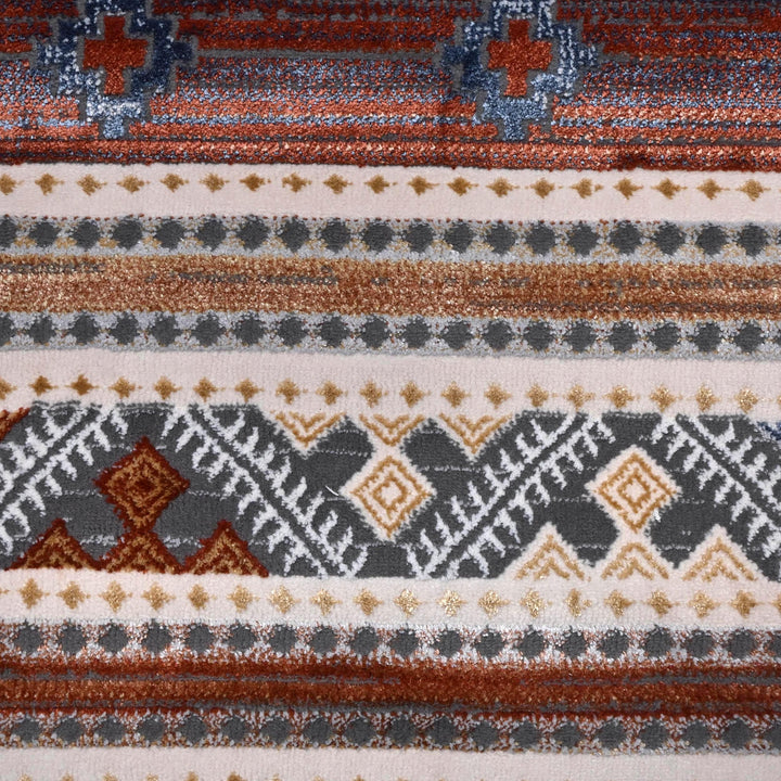 Multi Brown Strips Turkish Rug 5X8 ft