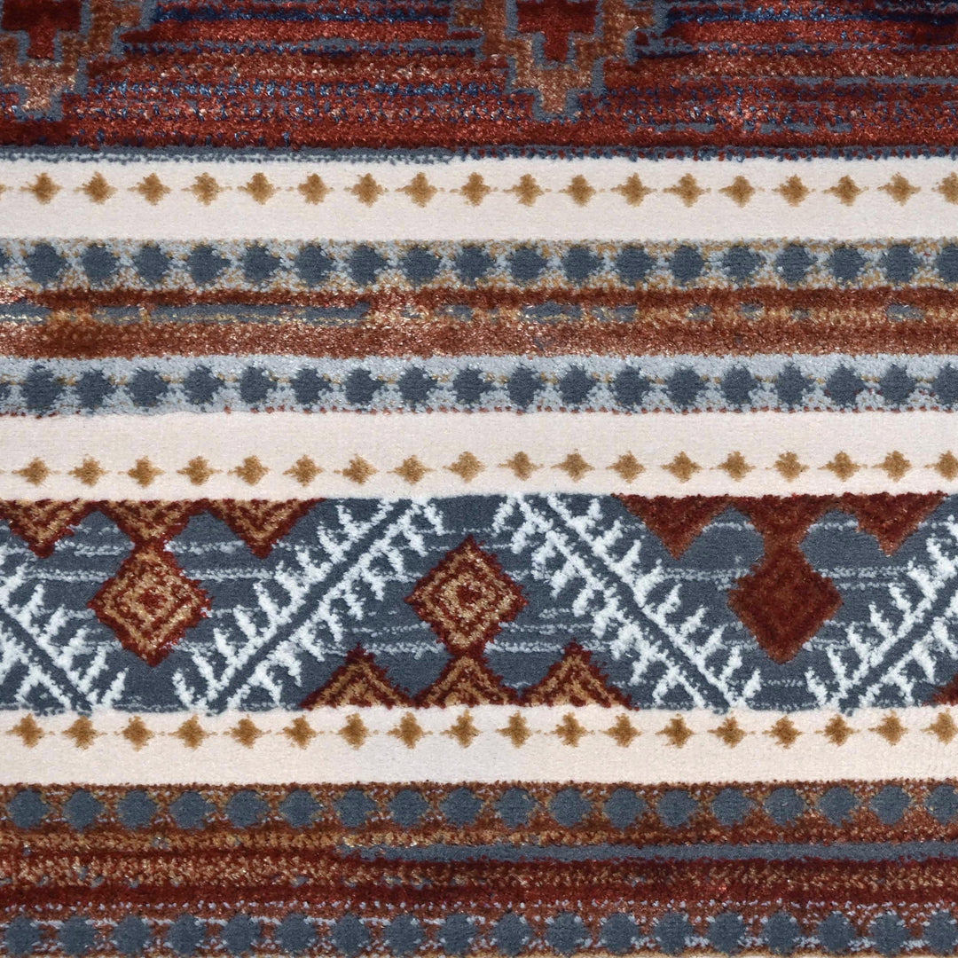 Multi Brown Strips Turkish Rug 5X8 ft