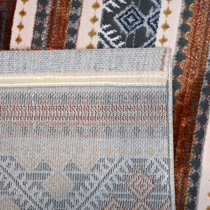 Multi Brown Strips Turkish Rug 5X8 ft