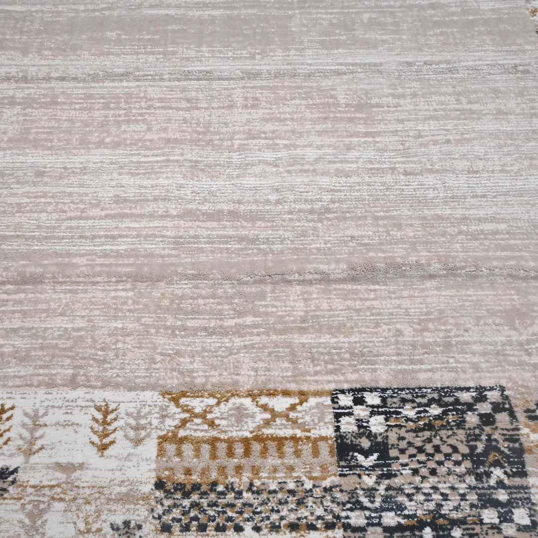 Grey & Beige Border Turkish Rug 5X8 ft -