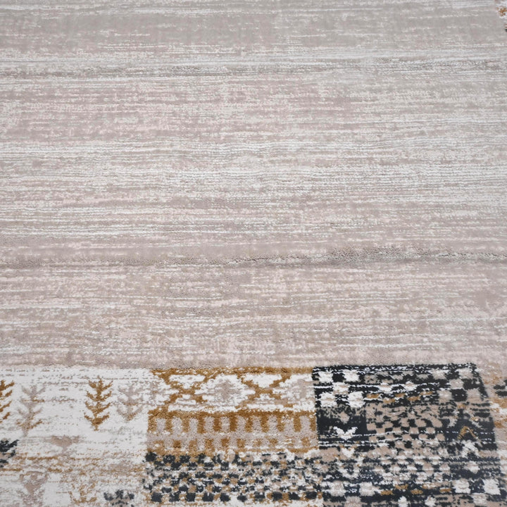 Grey & Beige Border Turkish Rug 5X8 ft -