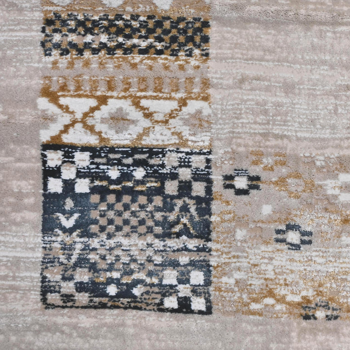 Grey & Beige Border Turkish Rug 5X8 ft -