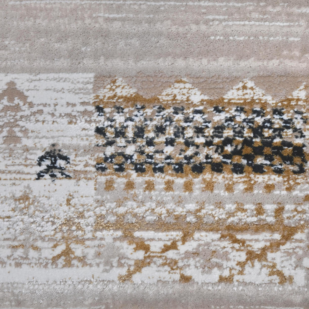 Grey & Beige Border Turkish Rug 5X8 ft -