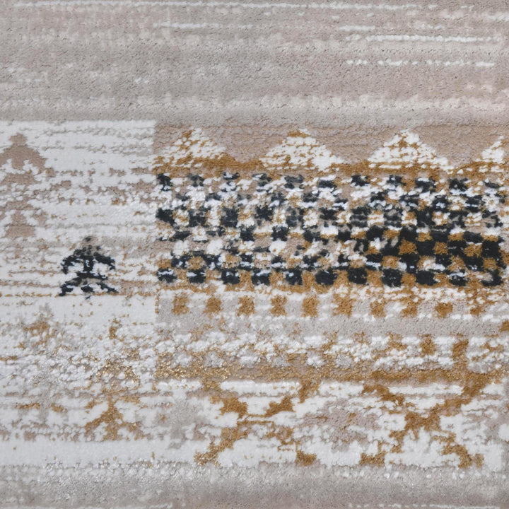 Grey & Beige Border Turkish Rug 5X8 ft -