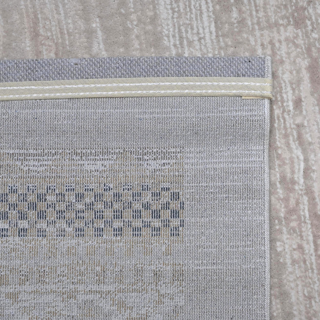 Grey & Beige Border Turkish Rug 5X8 ft -