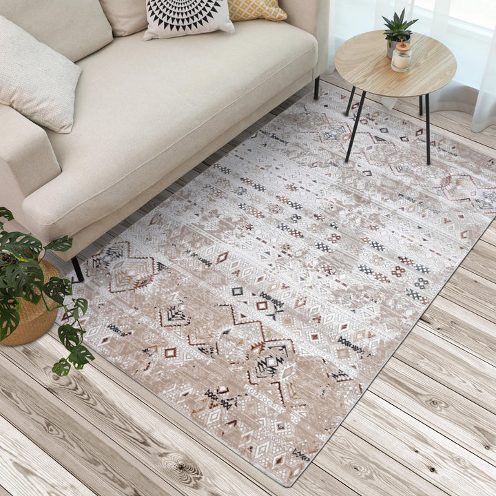 Grey & Beige Vintage Turkish Rug 5X8 ft -