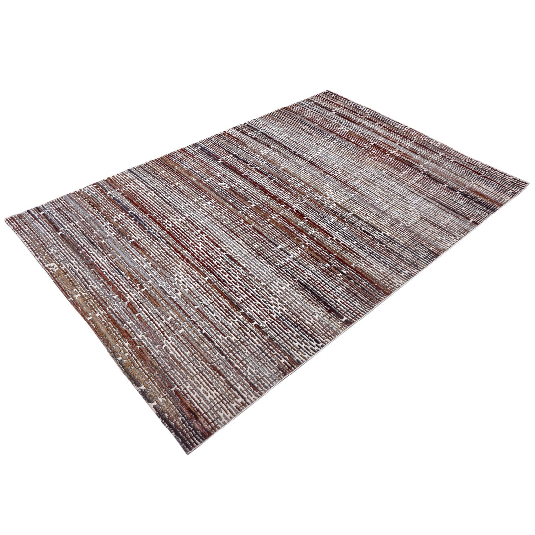 Multi Brown Strips Turkish Rug 5X8 ft -