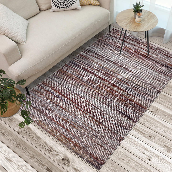 Multi Brown Strips Turkish Rug 5X8 ft -