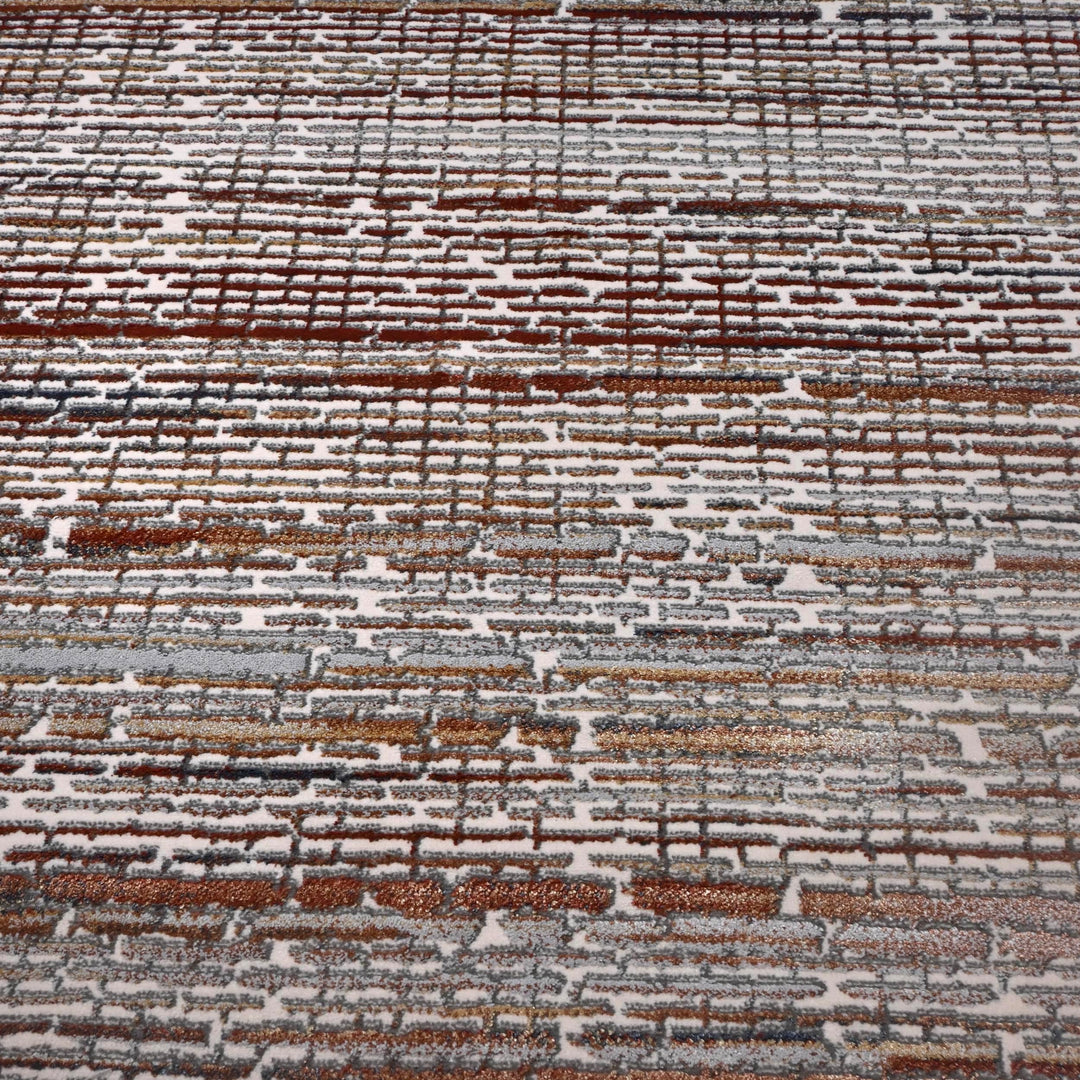 Multi Brown Strips Turkish Rug 5X8 ft -