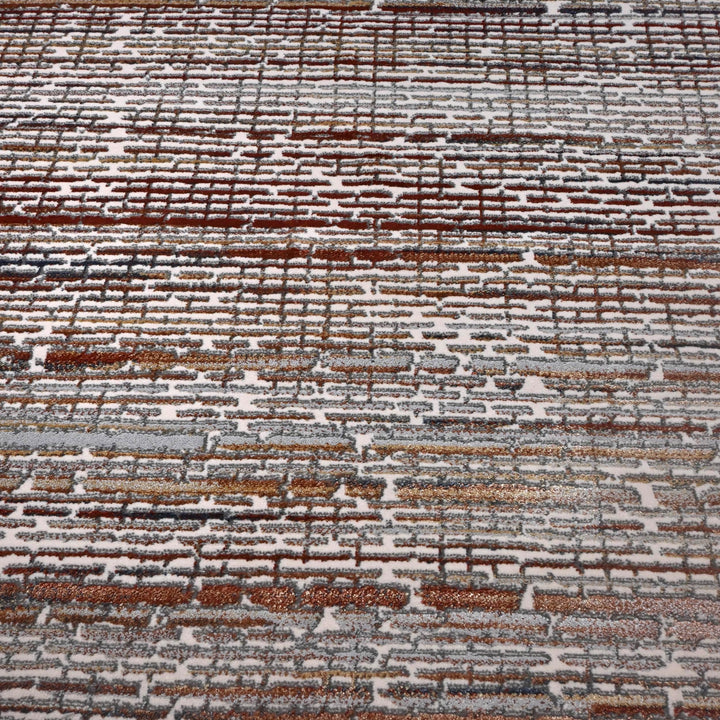 Multi Brown Strips Turkish Rug 5X8 ft -