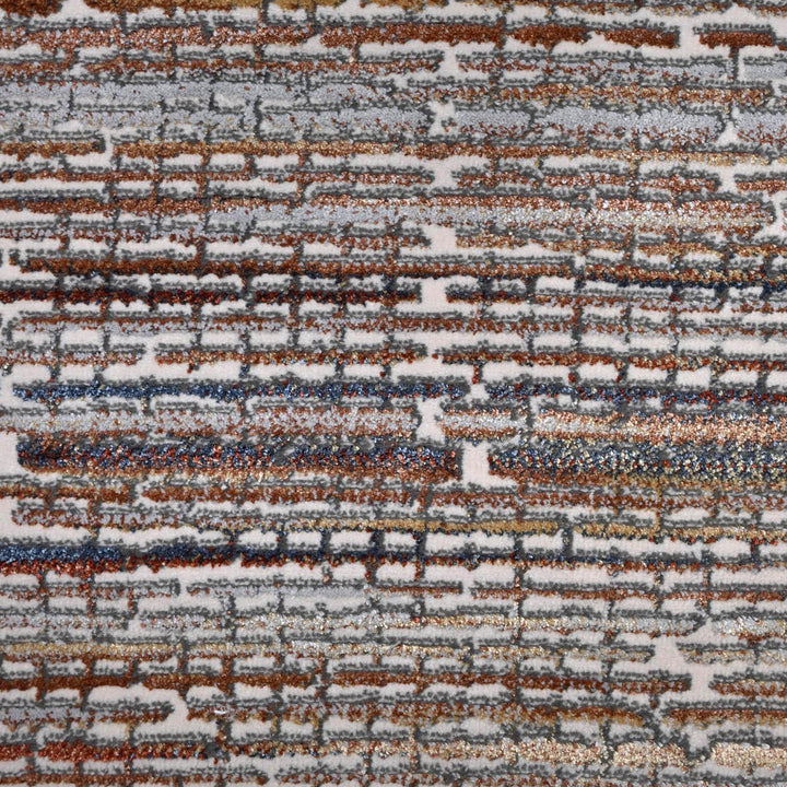 Multi Brown Strips Turkish Rug 5X8 ft -