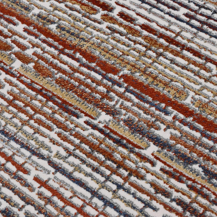 Multi Brown Strips Turkish Rug 5X8 ft -