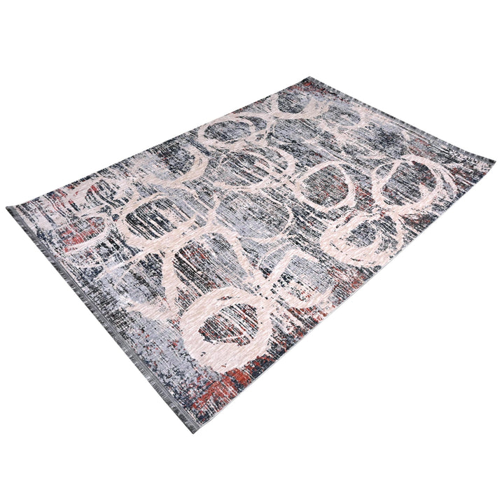 Pink Beige Geometric Turkish Rug 5X8 ft