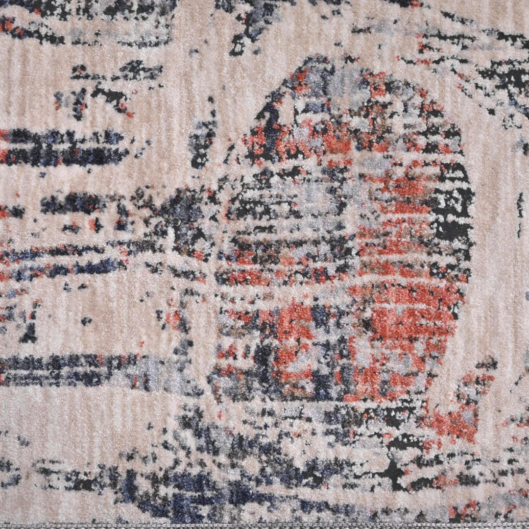 Pink Beige Geometric Turkish Rug 5X8 ft