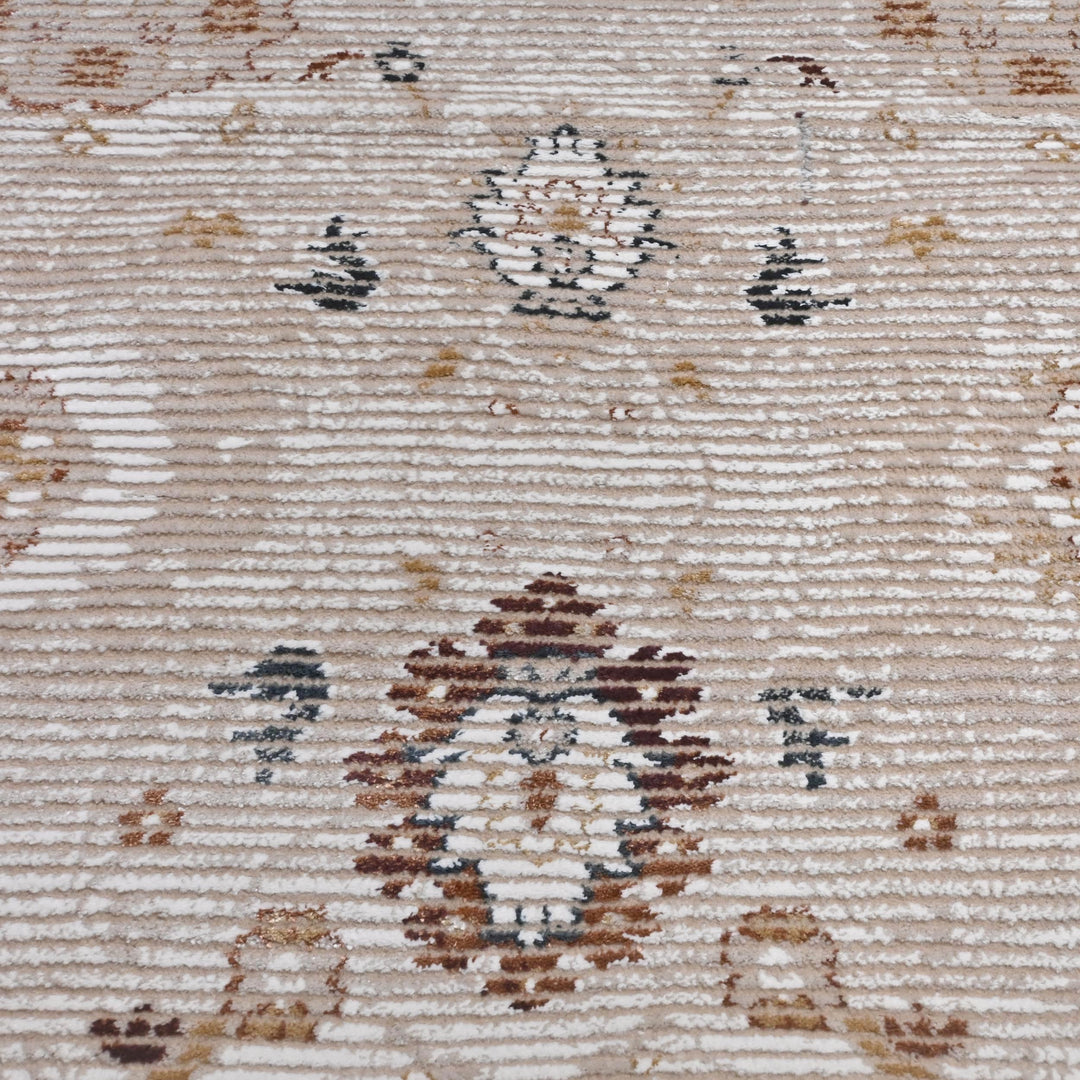 Grey Beige Floral Turkish Rug 5X8 ft
