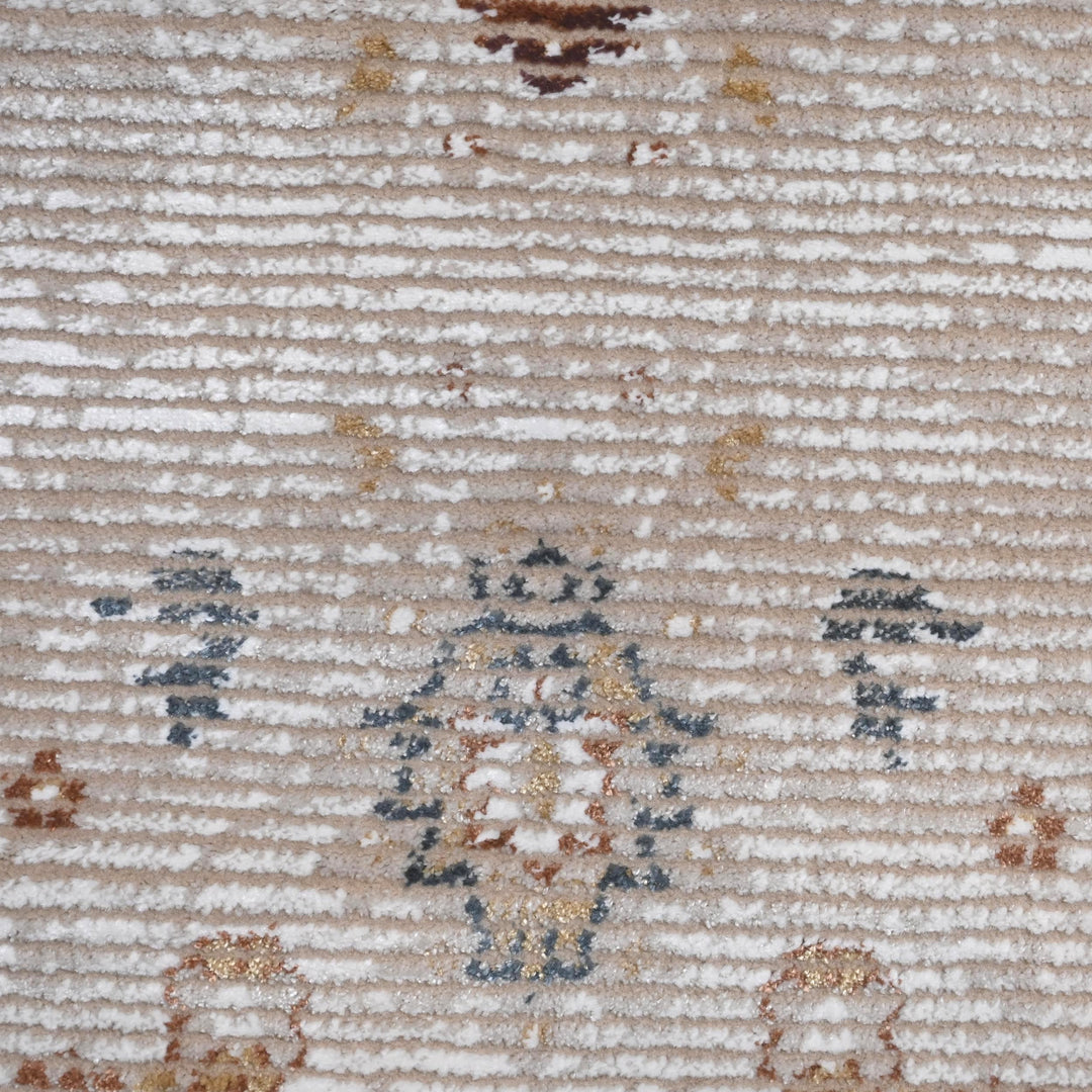 Grey Beige Floral Turkish Rug 5X8 ft