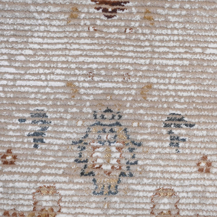 Grey Beige Floral Turkish Rug 5X8 ft