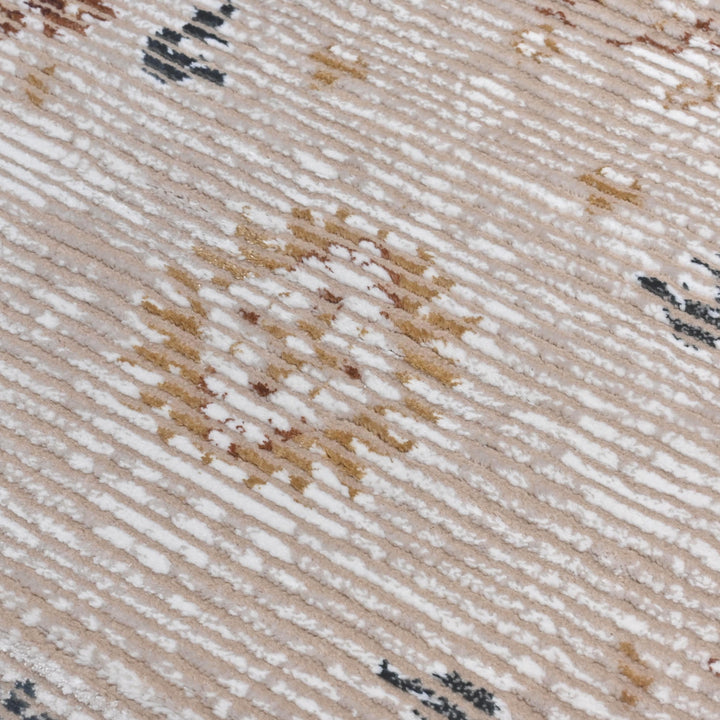 Grey Beige Floral Turkish Rug 5X8 ft