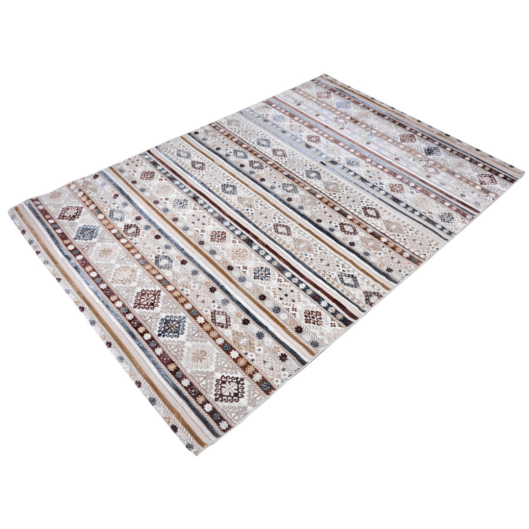 Beige Cream Strips Turkish Rug 5X8 ft