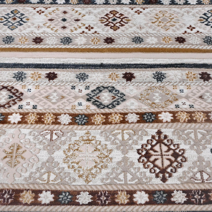 Beige Cream Strips Turkish Rug 5X8 ft