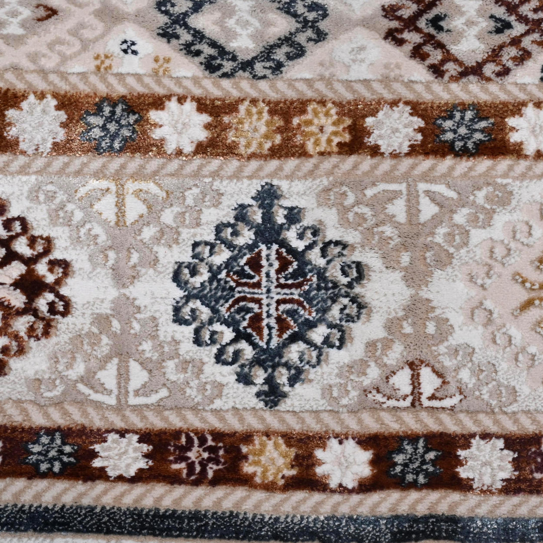 Beige Cream Strips Turkish Rug 5X8 ft