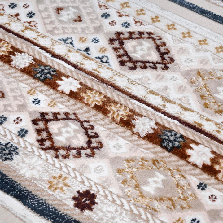 Beige Cream Strips Turkish Rug 5X8 ft