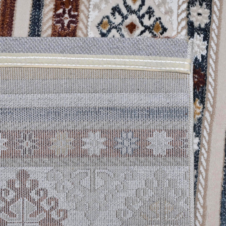 Beige Cream Strips Turkish Rug 5X8 ft