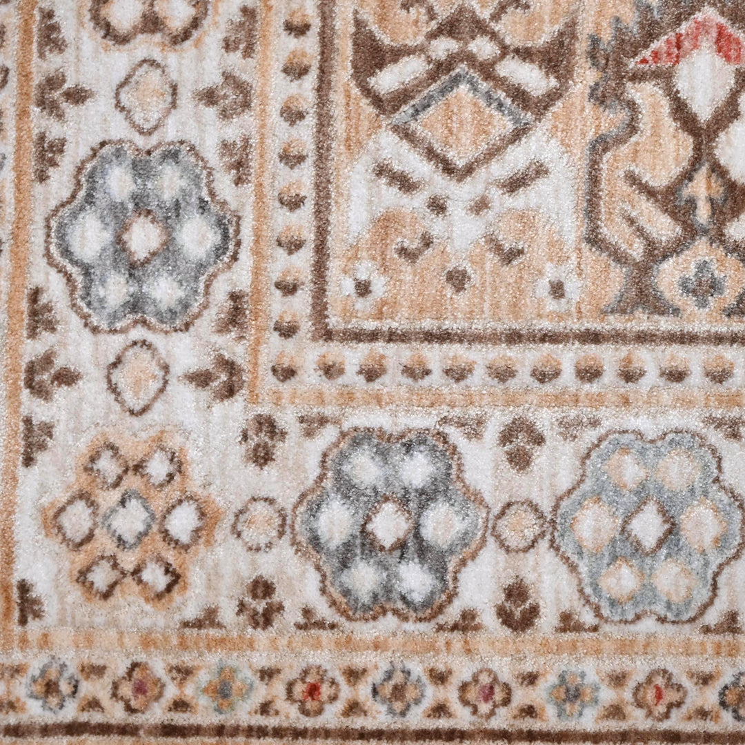 Beige Brown Vintage Turkish Rug 5X8 ft
