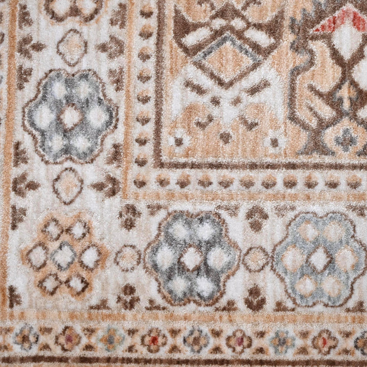 Beige Brown Vintage Turkish Rug 5X8 ft