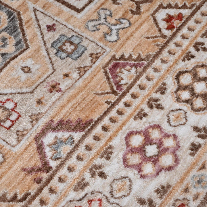 Beige Brown Vintage Turkish Rug 5X8 ft