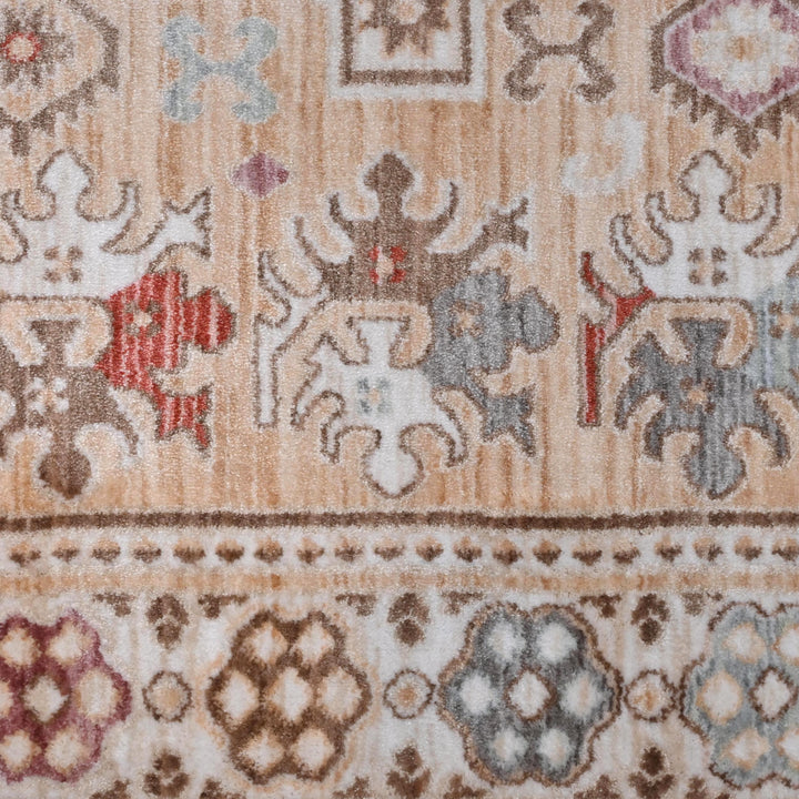 Beige Brown Vintage Turkish Rug 5X8 ft