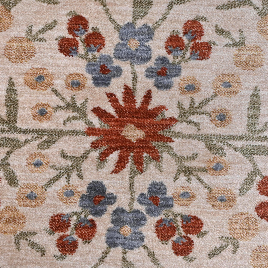 Beige Red Floral Turkish Rug 5X8 ft