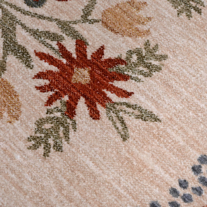 Beige Red Floral Turkish Rug 5X8 ft