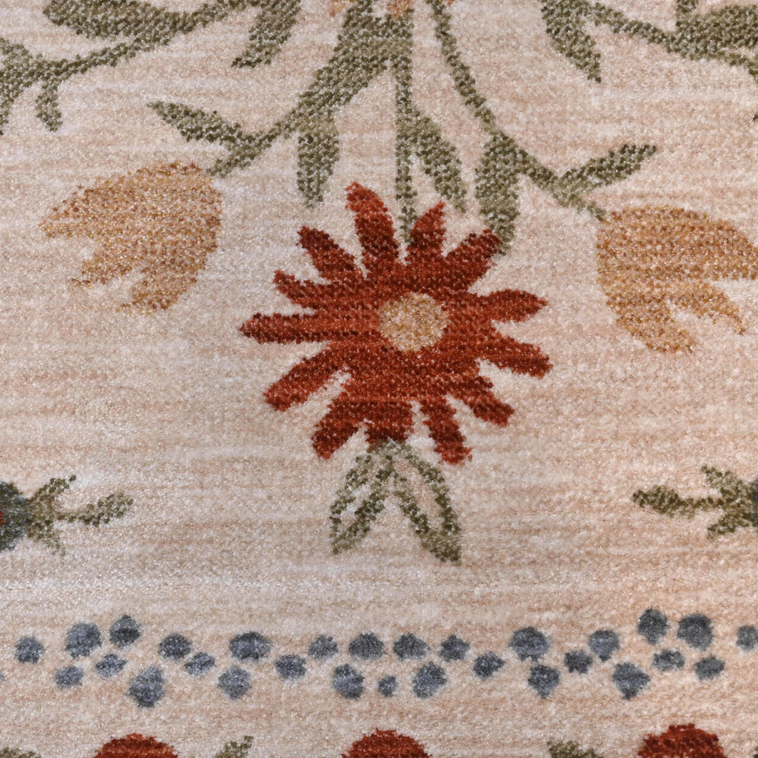Beige Red Floral Turkish Rug 5X8 ft