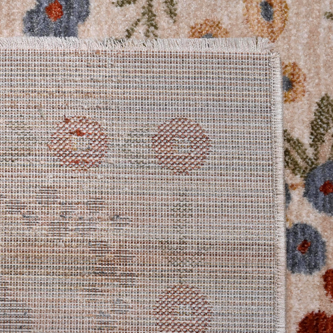 Beige Red Floral Turkish Rug 5X8 ft