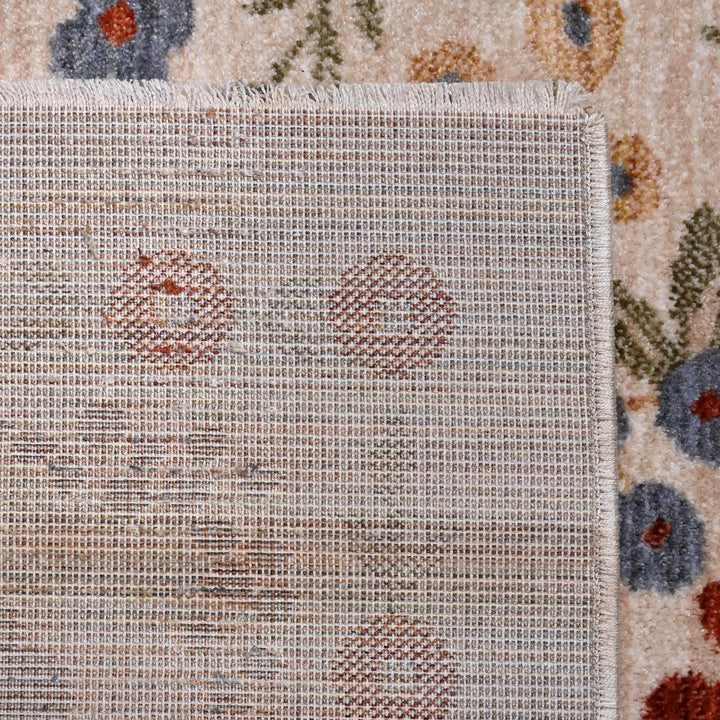 Beige Red Floral Turkish Rug 5X8 ft