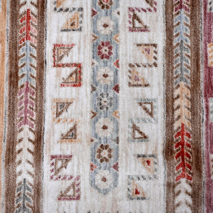 Brown Beige Geometric Turkish Rug 5X8 ft