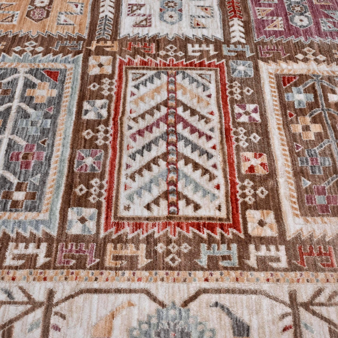 Brown Beige Geometric Turkish Rug 5X8 ft