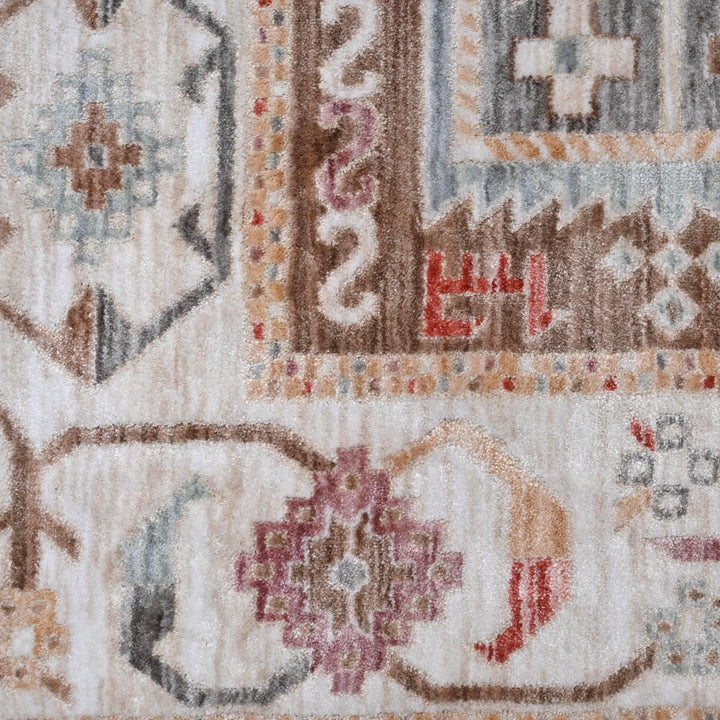 Brown Beige Geometric Turkish Rug 5X8 ft