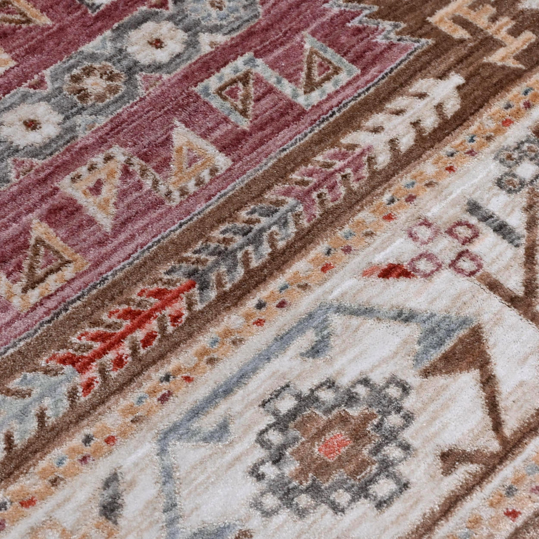 Brown Beige Geometric Turkish Rug 5X8 ft