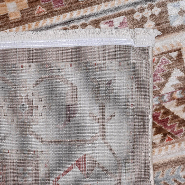 Brown Beige Geometric Turkish Rug 5X8 ft