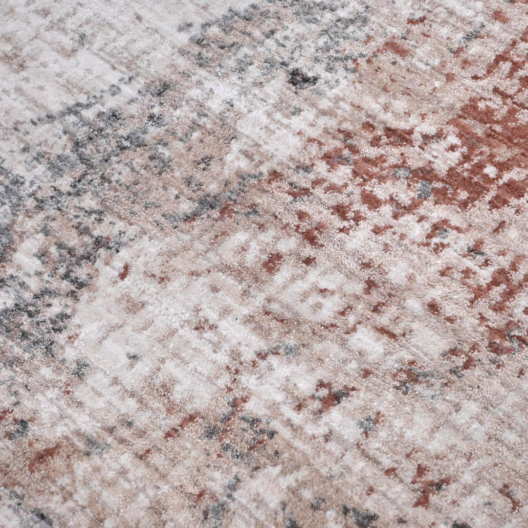 Grey Pink Abstract Turkish Rug 5X8 ft