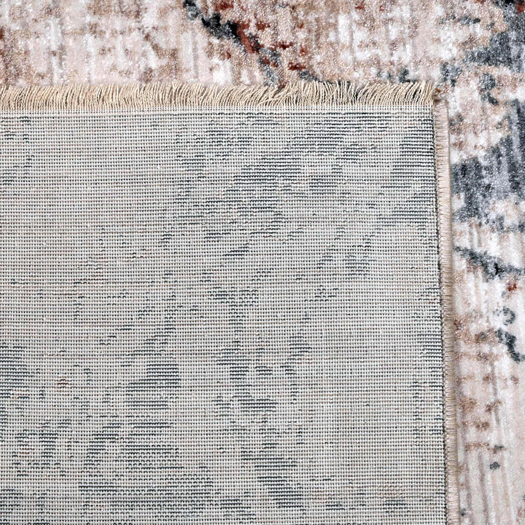 Grey Pink Abstract Turkish Rug 5X8 ft