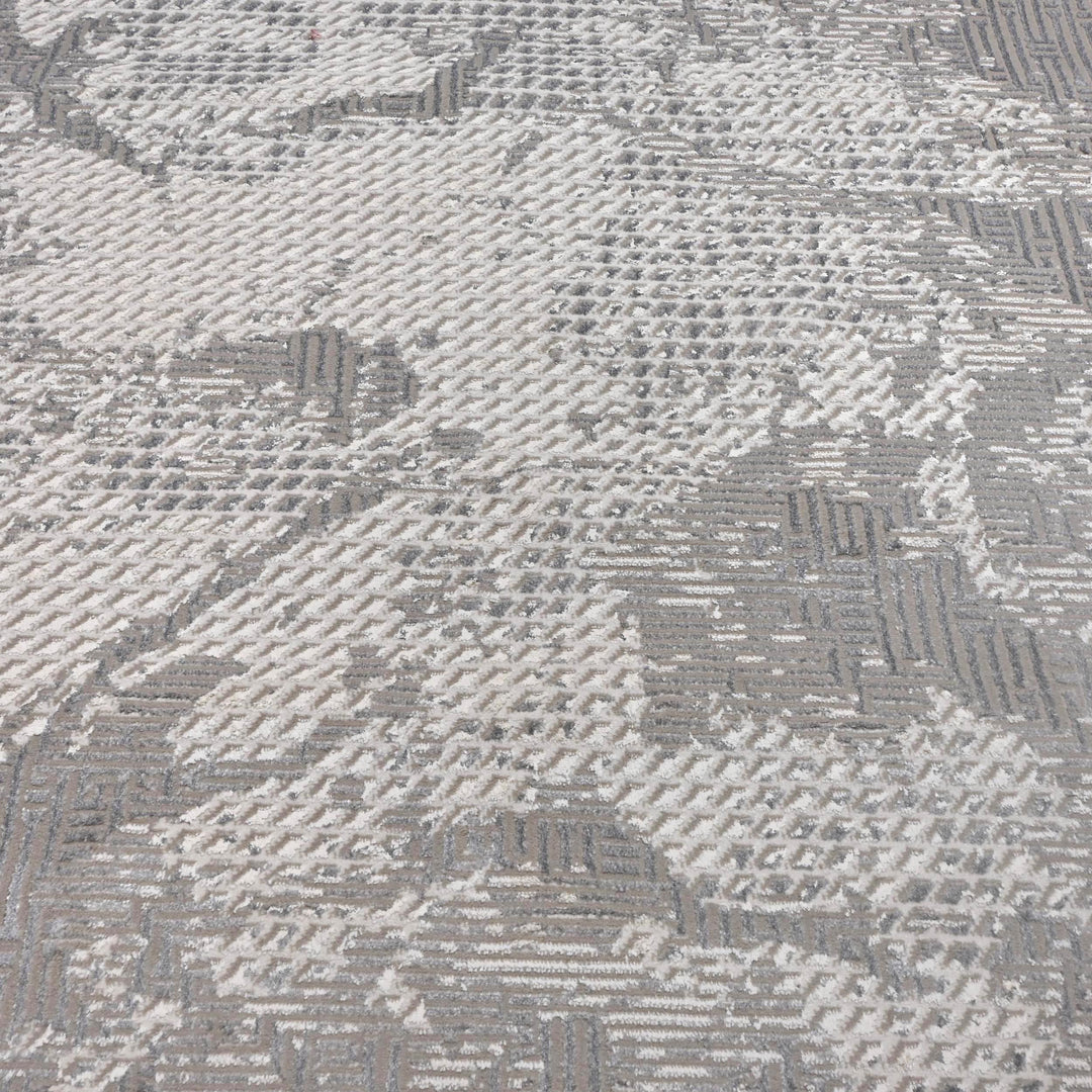 Grey Silver Floral Turkish Rug 5X8 ft