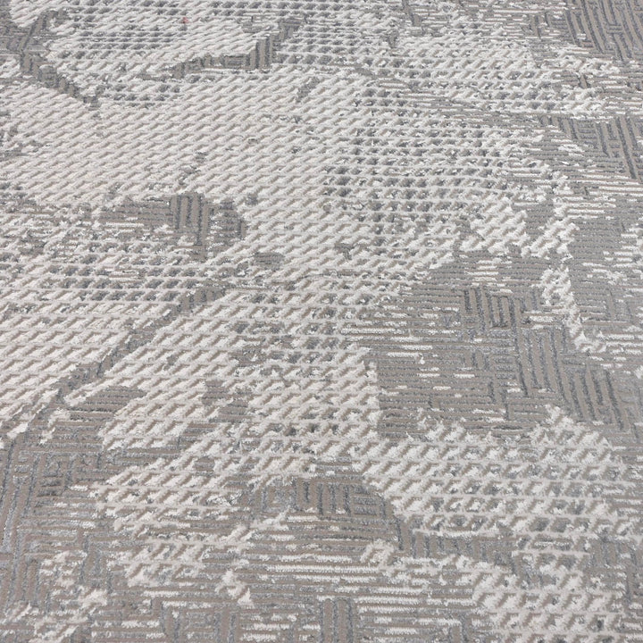 Grey Silver Floral Turkish Rug 5X8 ft