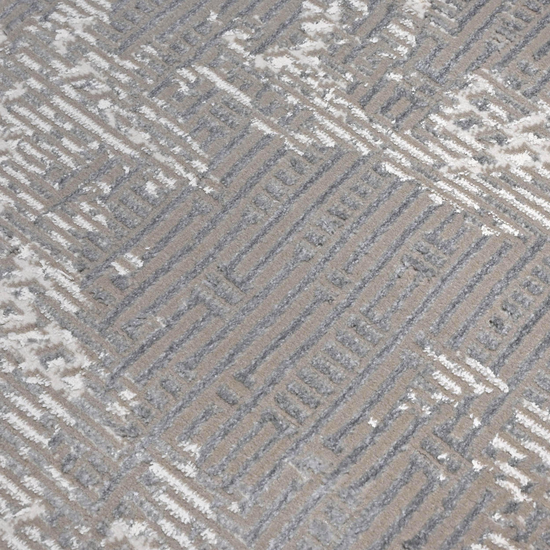 Grey Silver Floral Turkish Rug 5X8 ft