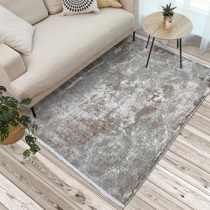 Grey Green Abstract Turkish Rug 5X8 ft