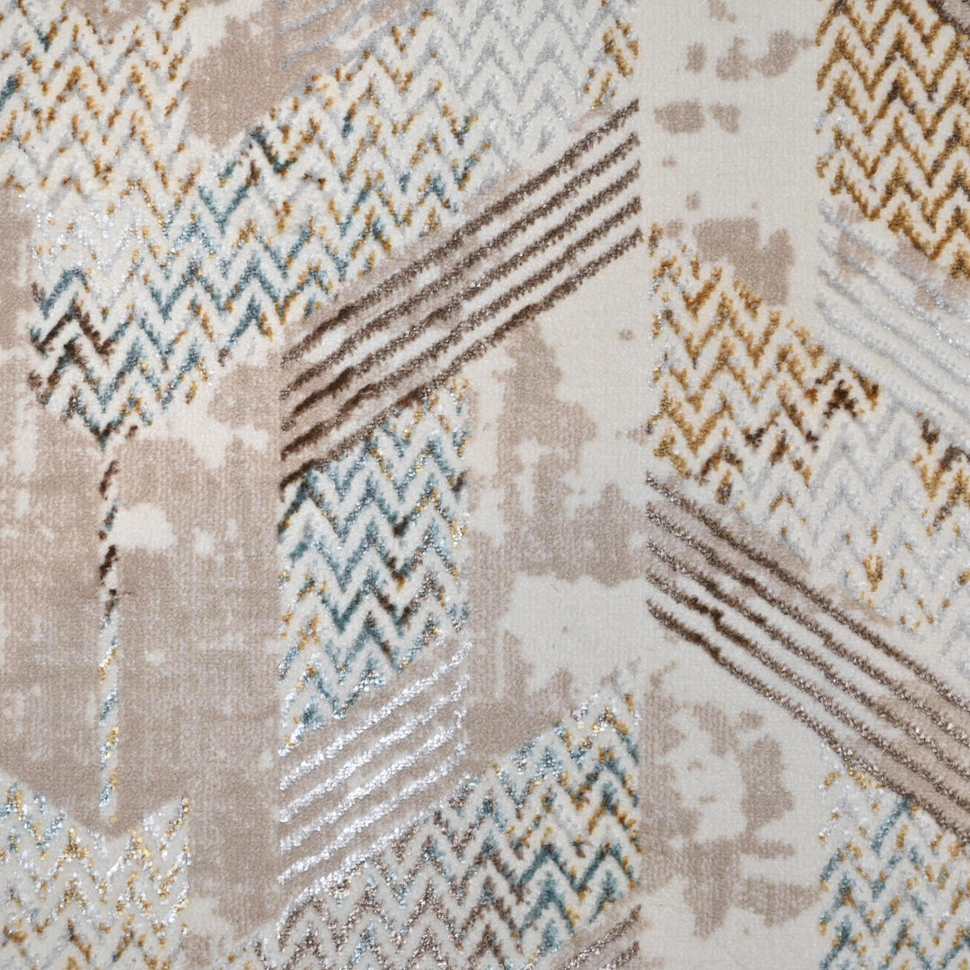 Beige Grey Geometric Turkish Rug 5X8 ft